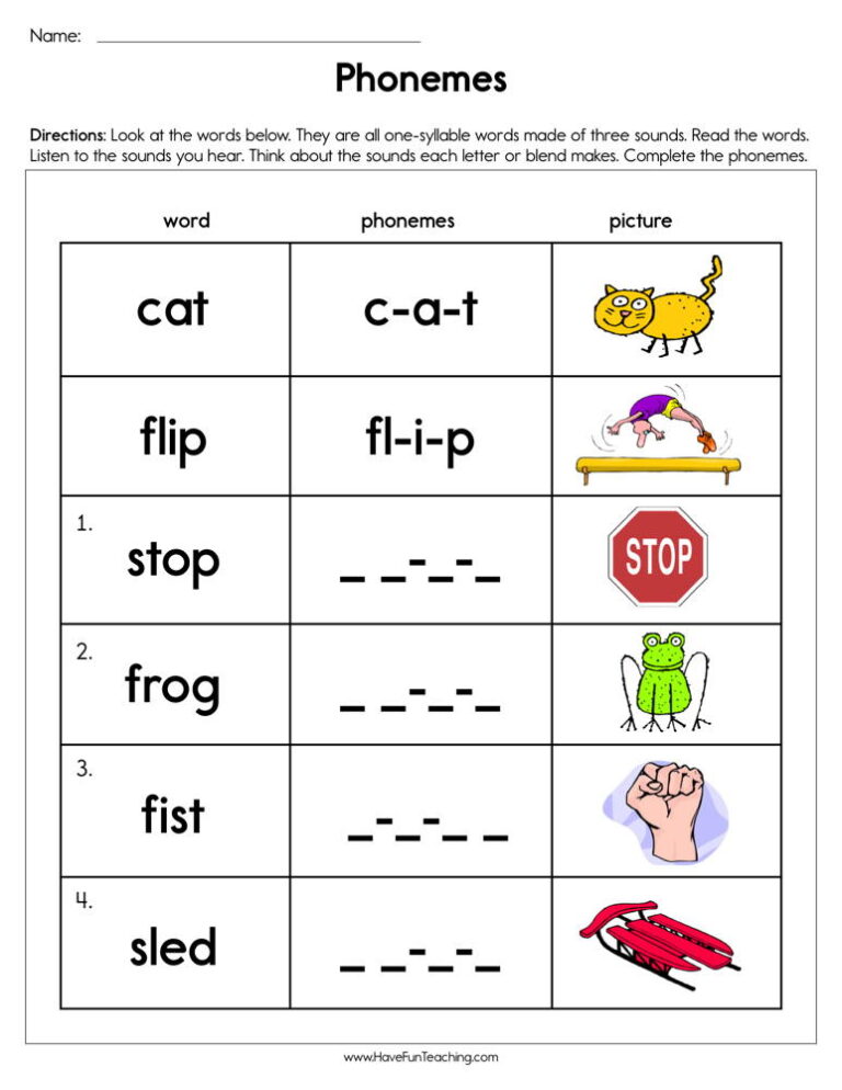 Phonemes Worksheet Have Fun Teaching