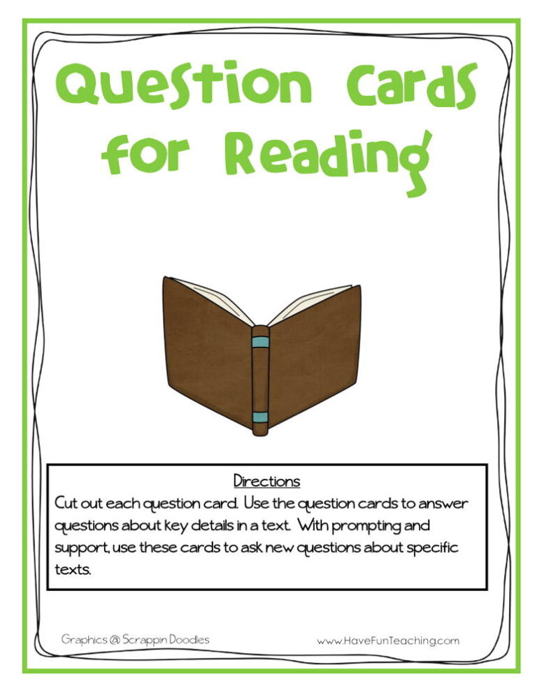Question Cards for Reading Activity
