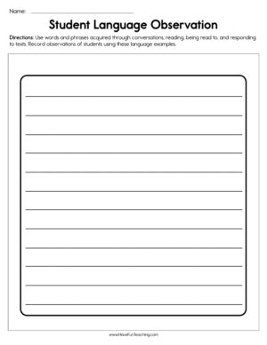Student Language Assessment Worksheet