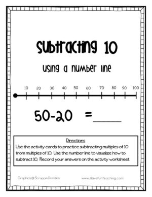 Subtracting 10 Using a Number Line Activity