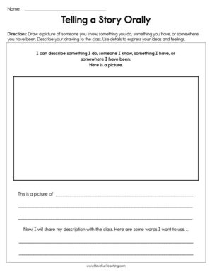 Telling a Story Orally Worksheet