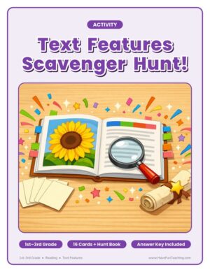 1st to 3rd Grade text features scavenger hunt activity
