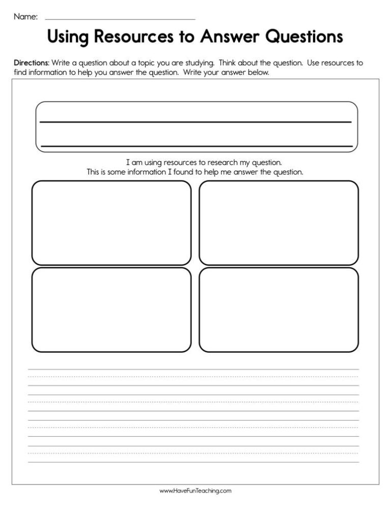 Using Resources to Answer Questions Worksheet