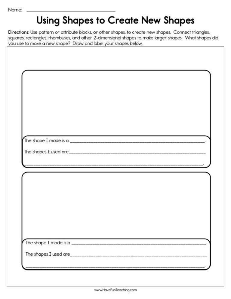 Using Shapes to Create New Shapes Worksheet