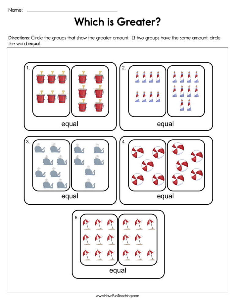 Which is Greater Worksheet