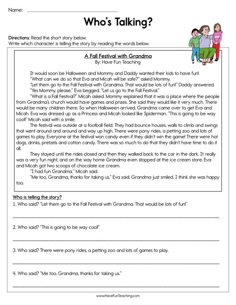 Who's Talking Worksheet