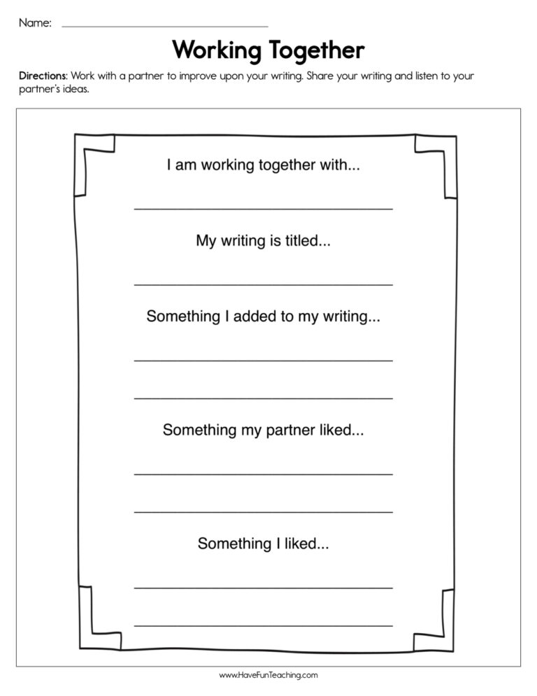 Working Together Worksheet