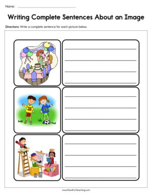 Writing Complete Sentences about an Image Worksheet