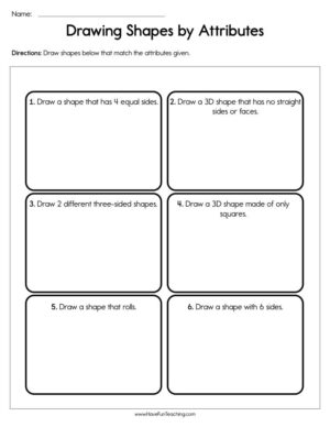 Drawing Shapes By Attributes Worksheet