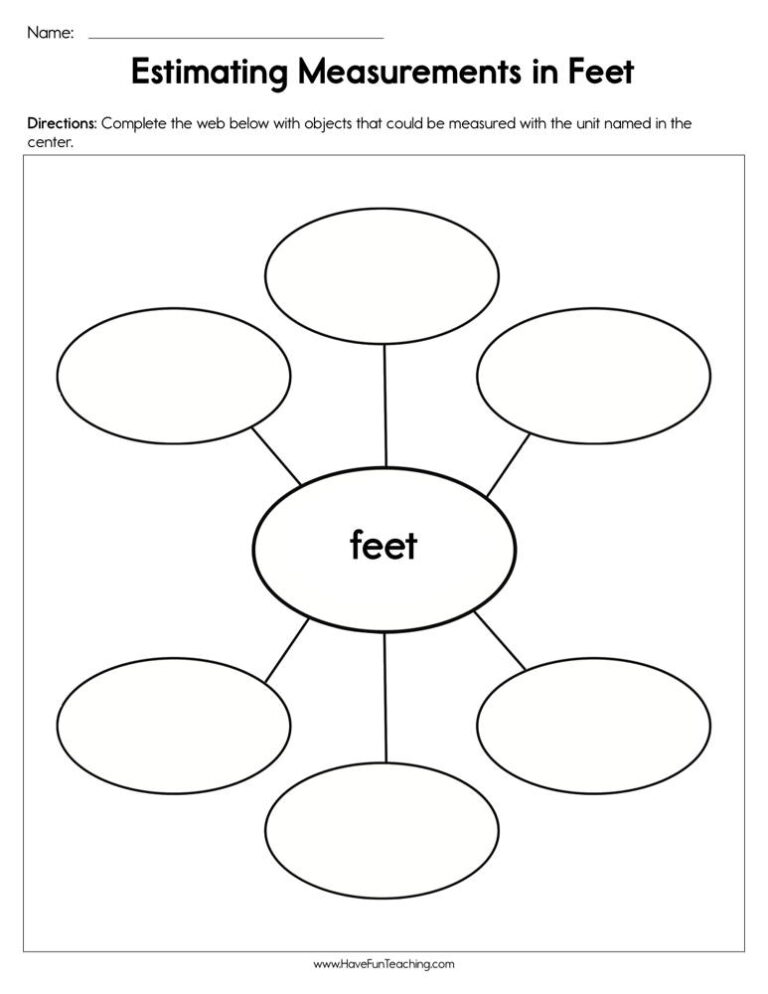 Estimating Measurement in Feet Worksheet