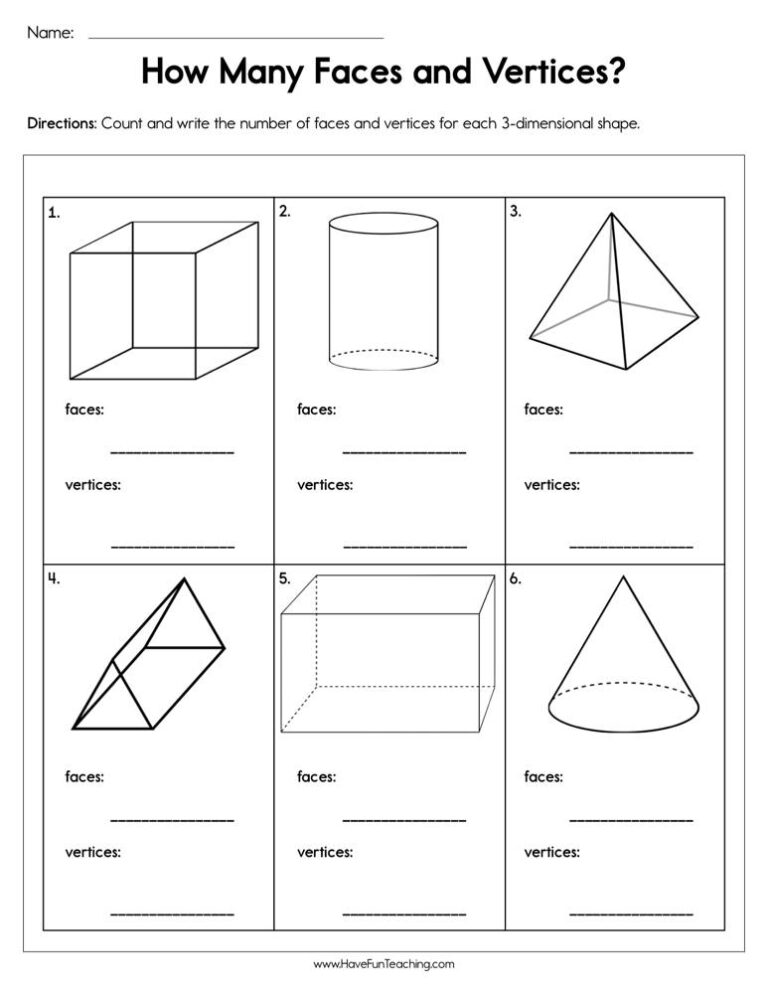 How Many Faces and Vertices? Worksheet