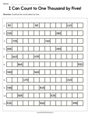 I Can Count to One Thousand by Fives Worksheet