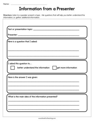 Information From a Presenter Worksheet