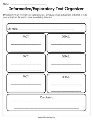 Informative Exploratory Text Organizer Worksheet