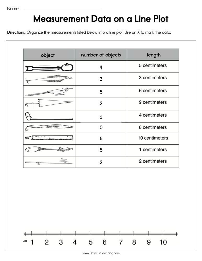Measurement Data on a Line Plot Worksheet • Have Fun Teaching