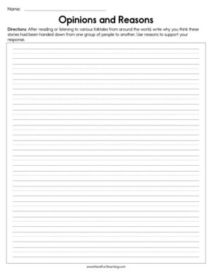 Opinions and Reasons Worksheet
