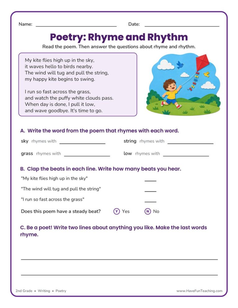 Poetry Rhyme and Rhythm Worksheet