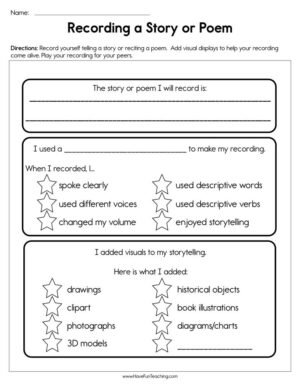 Recording a Story or Poem Worksheet