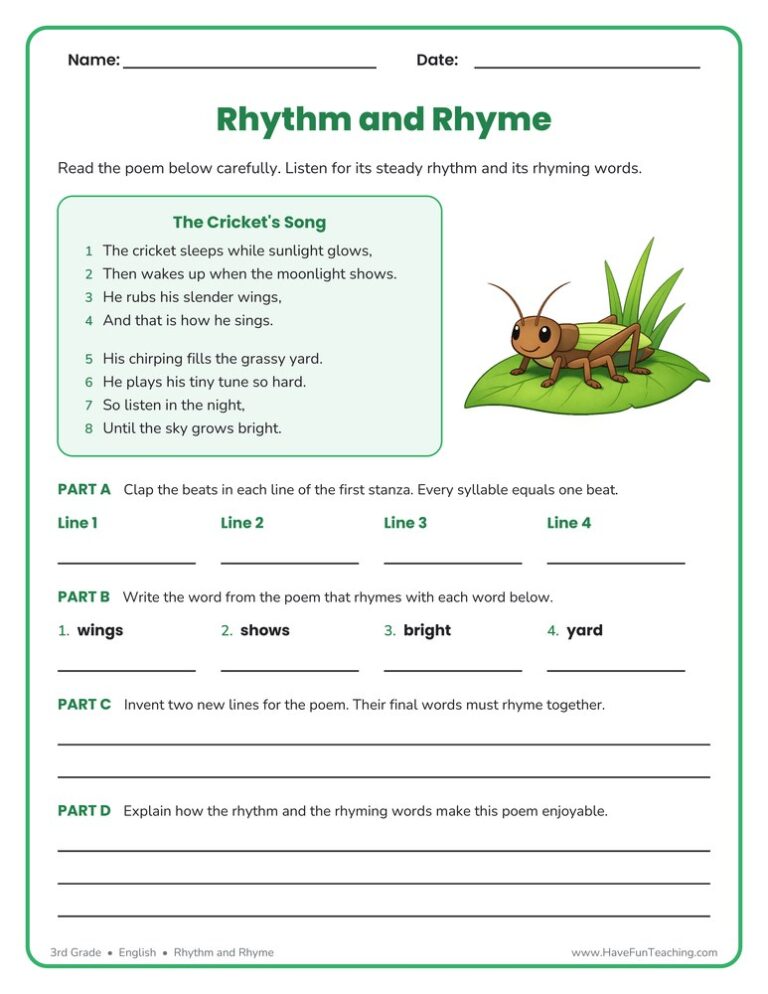 Rhythm and Rhyme Worksheet