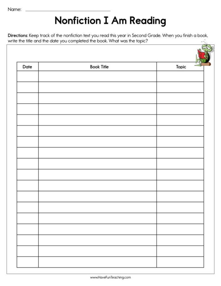Second Grade Nonfiction I am Reading Worksheet