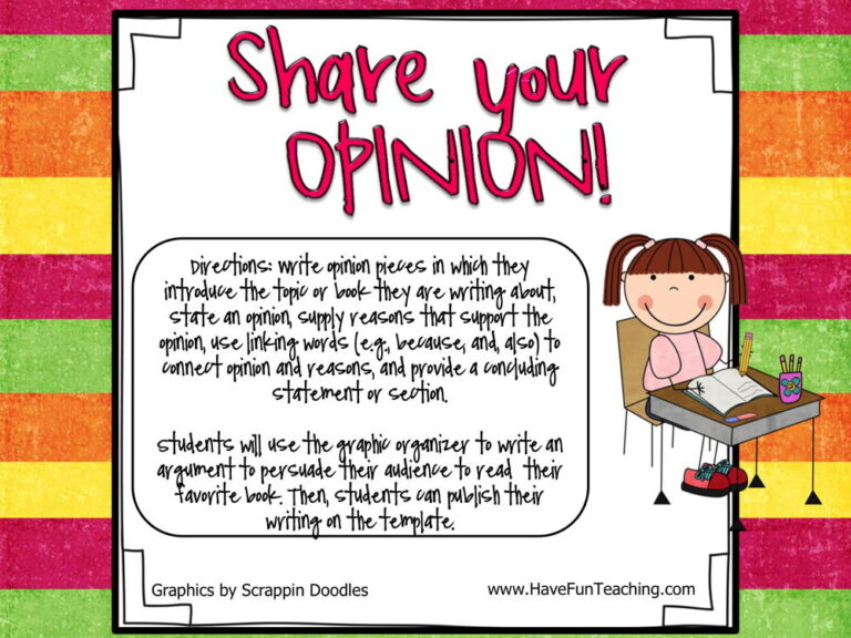Share Your Opinion About Your Favorite Book Activity