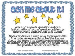 Ask Me About It Speaking and Listening Activity