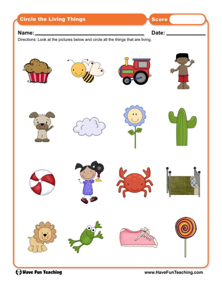 Circle the Living Things Worksheet