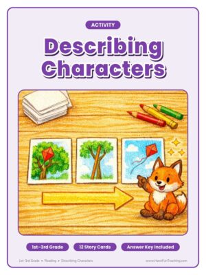 1st to 3rd grade describing characters beginning middle and end activity cover