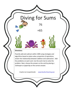 Diving for Sums Add Subtract Within 1000 Activity