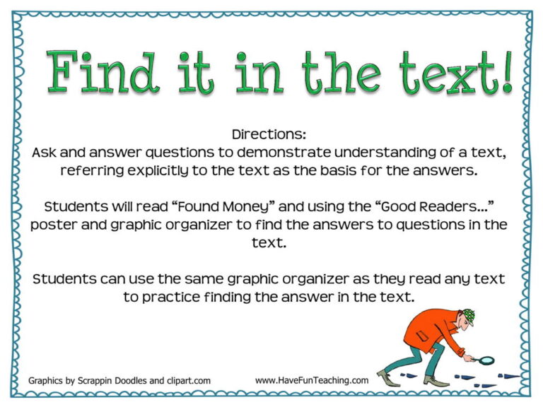Find It In The Text Activity