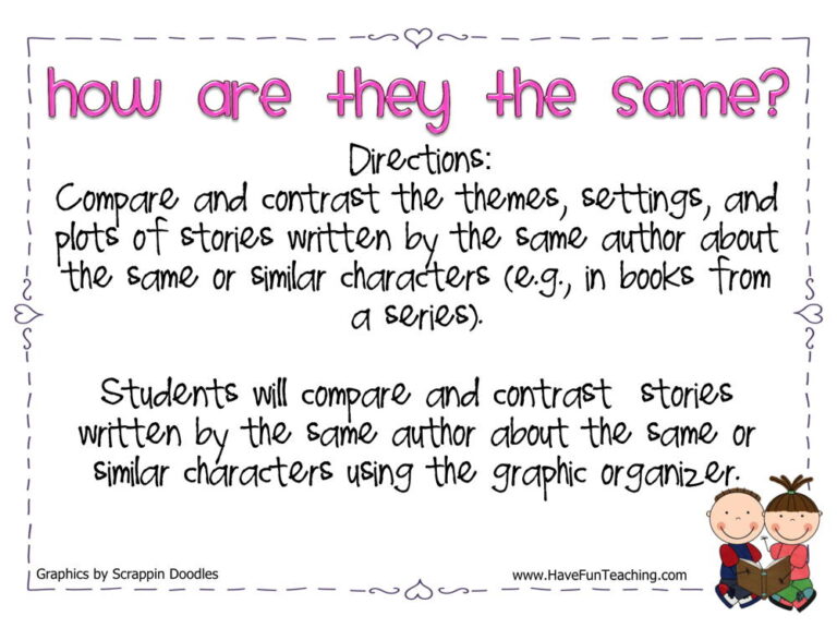 How are They the Same Compare and Contrast Story Elements Activity