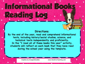 Informational Books Reading Log Activity