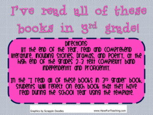 I've Read All These Books in Third Grade Activity
