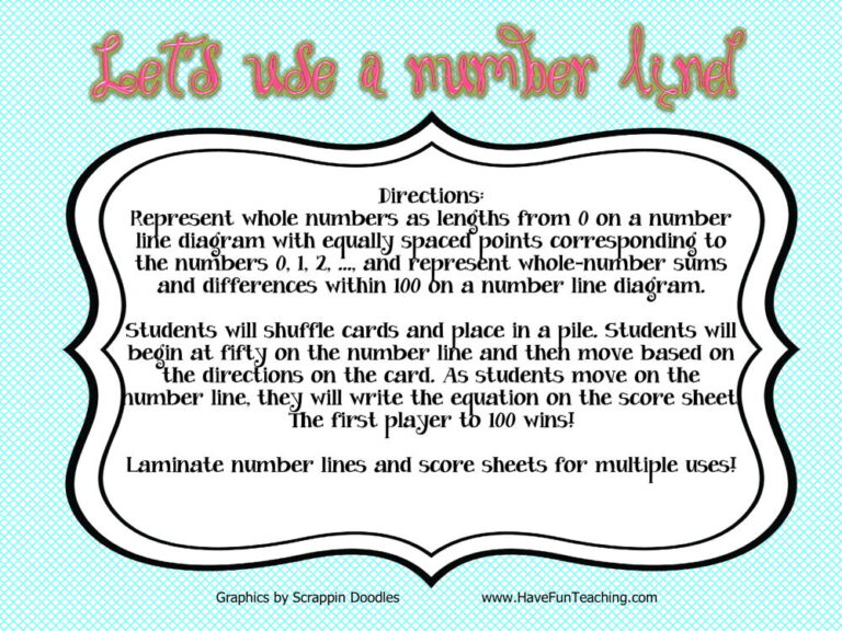 Let's Use a Number Line Activity