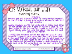 Let's Workout Our Brain Add Subtract Within 20 Activity