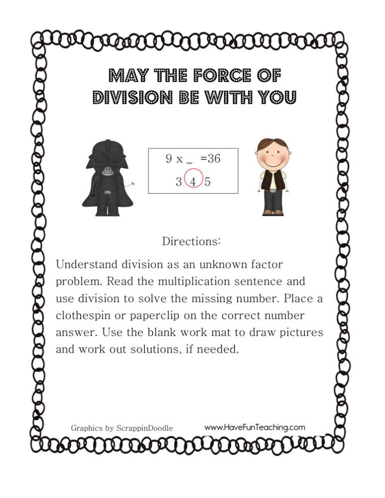May the Force of Division Be With You Activity