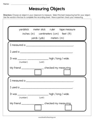 Measuring Objects Worksheet