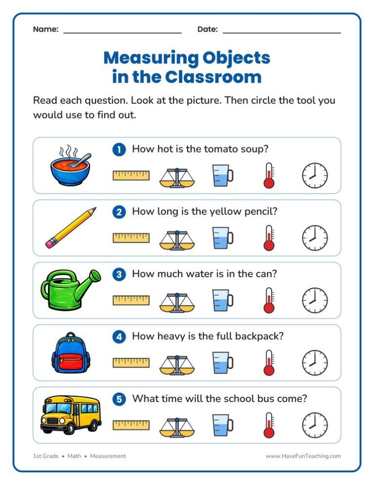 Measuring With Tools Worksheet