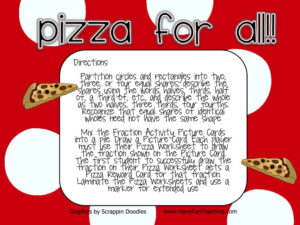 Pizza For All Equal Parts Fractions Activity
