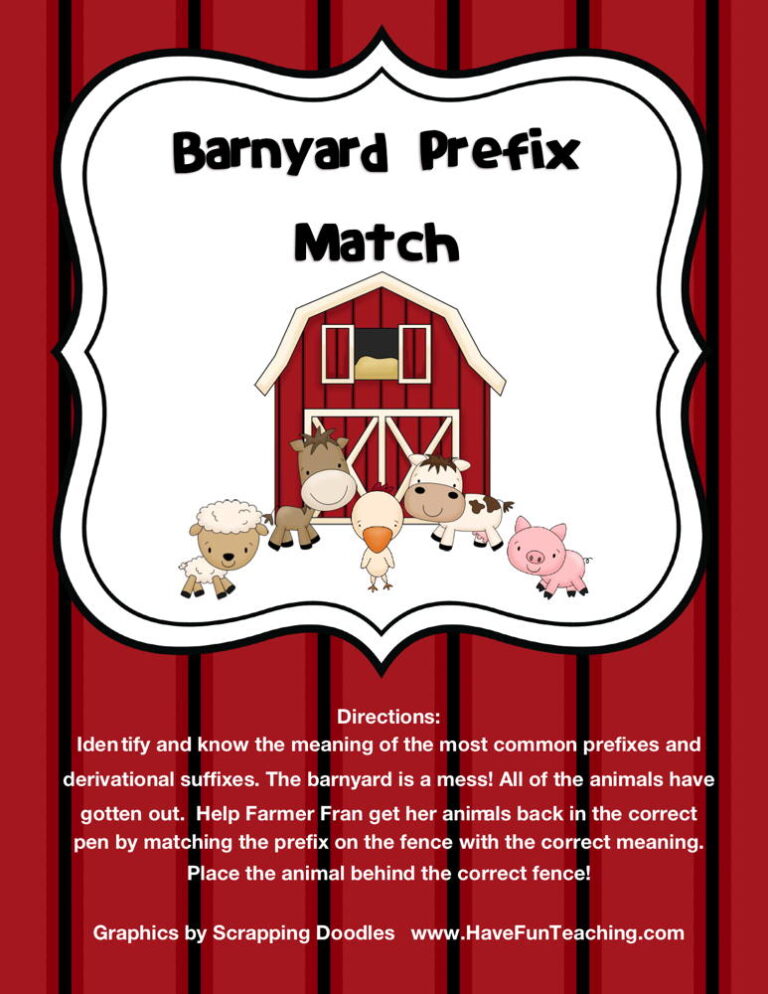 Prefix Barnyard Matching Activity