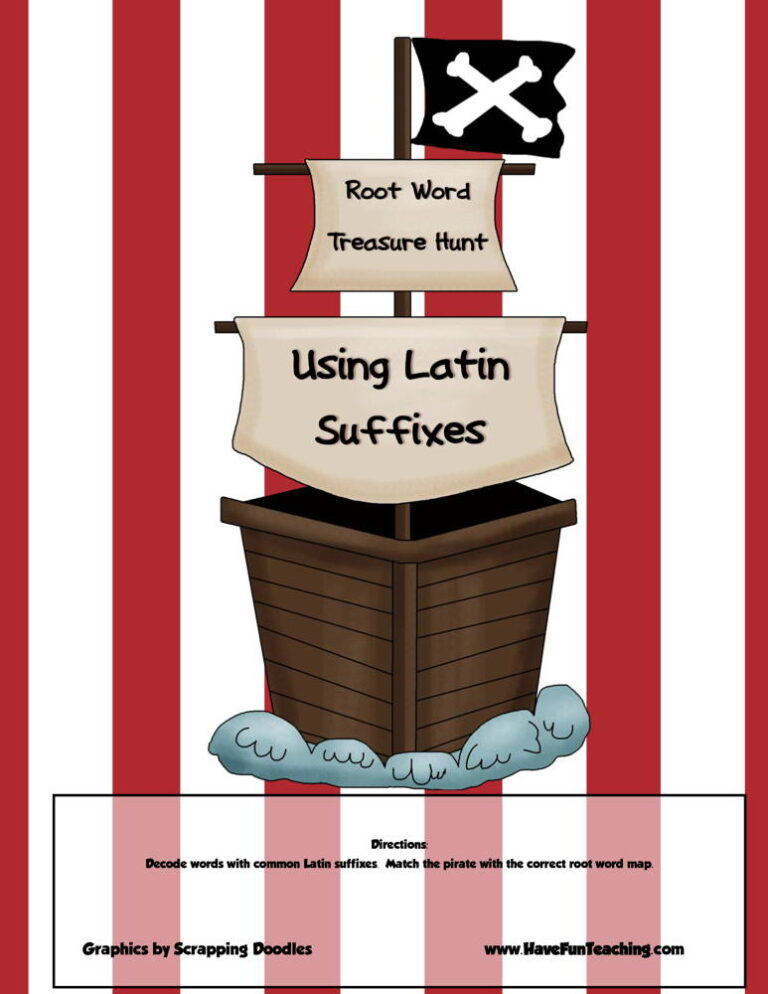 Root Word Treasure Hunt Using Latin Suffixes Activity