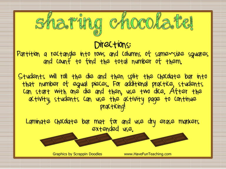 Sharing Chocolate Rows and Columns Activity