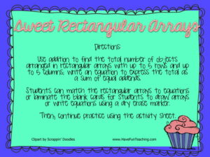 Sweet Rectangular Arrays Addition Activity