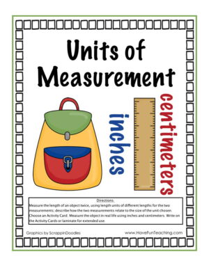 Units of Measurement Inches Centimeters Activity