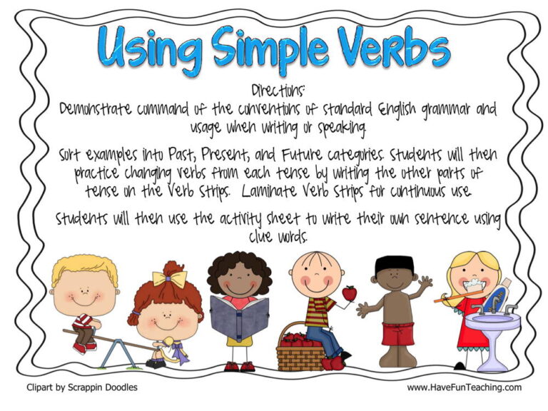 Using Simple Verbs Past Present Future Activity