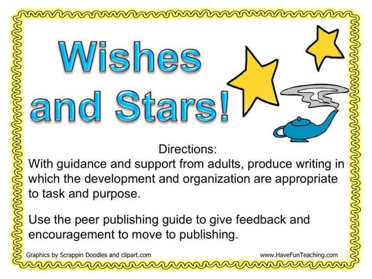 Wishes and Stars Peer Publishing Writing Activity