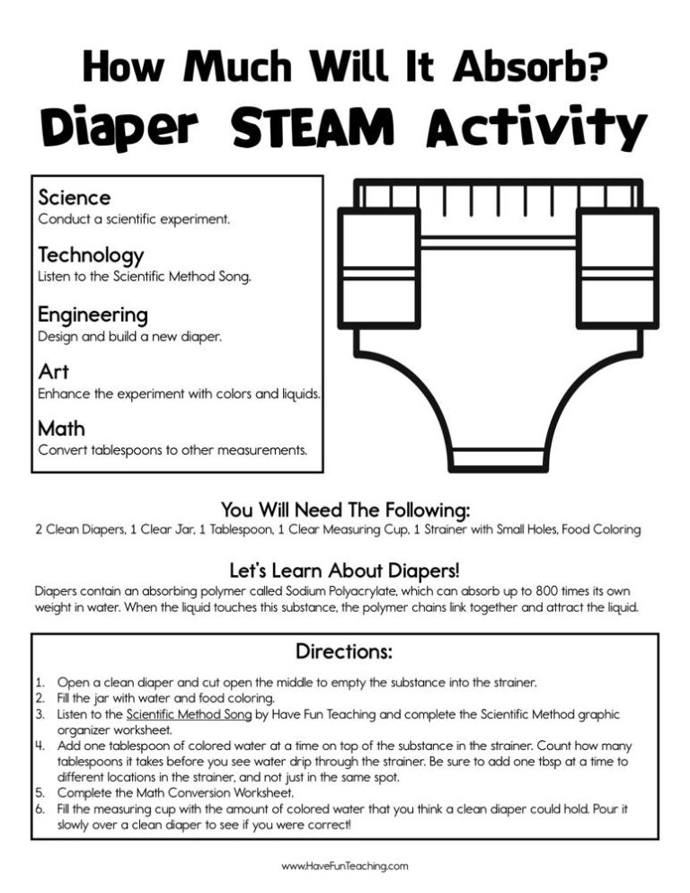 How Much Will It Absorb Diaper STEAM Activity