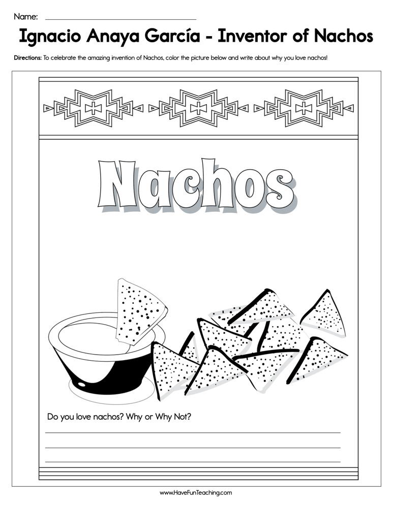 Ignacio Anaya Garcia Inventor of Nachos Worksheet