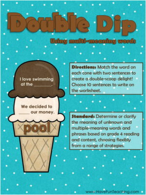 Double Dip Homographs Activity