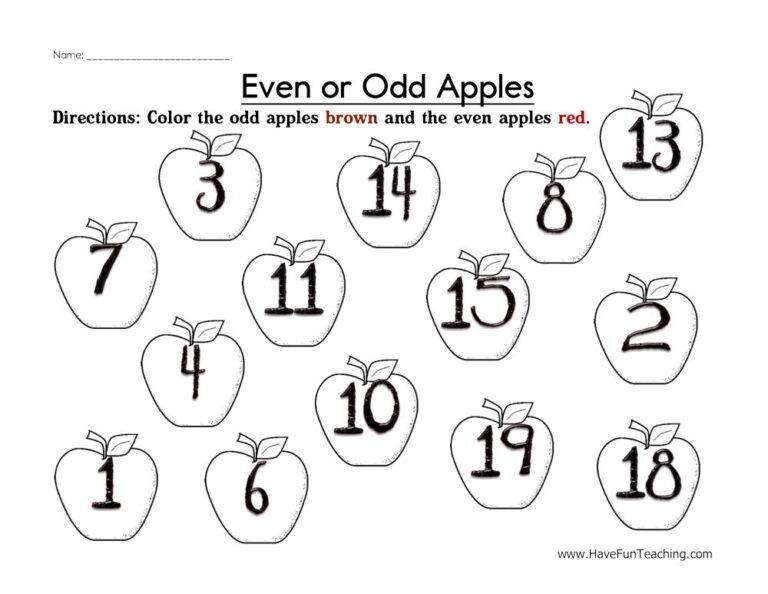 Even and Odd Apples Worksheet